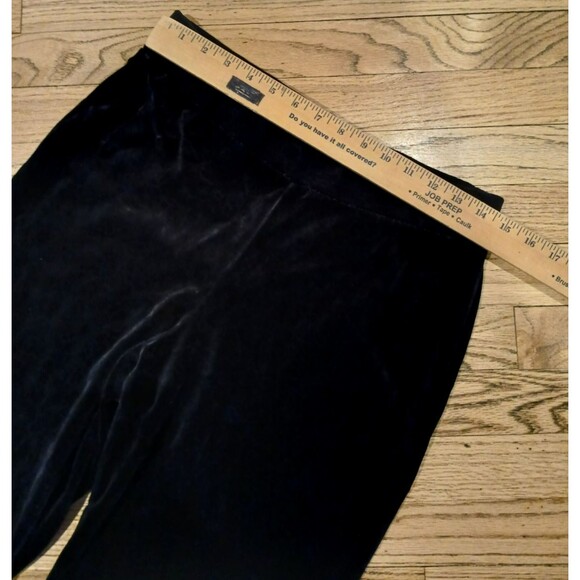 Valerie Stevens Women's Black Velvet Pants Wide Leg Elastic Waist Pull On M/P - Picture 4 of 8